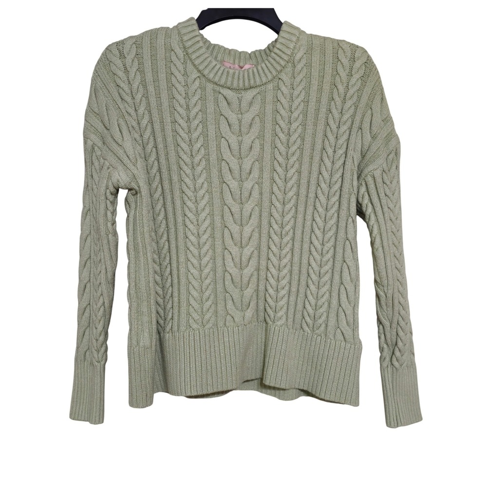 Philosophy Republic Clothing Thick Cable Knit Sweater Sage Green Size S EUC
